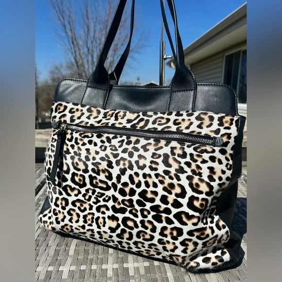 Boden Sherborne Leopard Print Cowhide Leather Tote Bag NWOT plus Dustbag - Picture 6 of 16